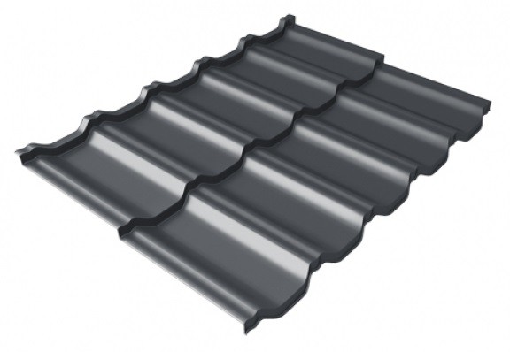Металлочерепица модульная Квинта Uno Grand Line c 3D резом 0,5 Satin Мatt RAL 7024 мокрый асфальт купить в Воскресенске