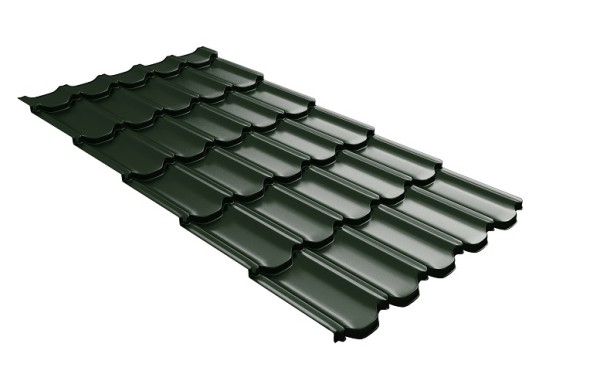 Металлочерепица квинта плюс с 3D резом 0,5 GreenСoat Pural Matt RR 11 темно-зеленый (RAL 6020 хромовая зелень) купить в Воскресенске