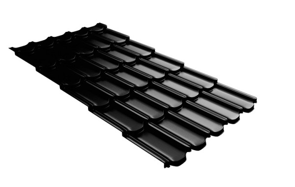 Металлочерепица квинта плюс с 3D резом 0,5 GreenСoat Pural Matt RR 33 черный (RAL 9005 черный) купить в Воскресенске