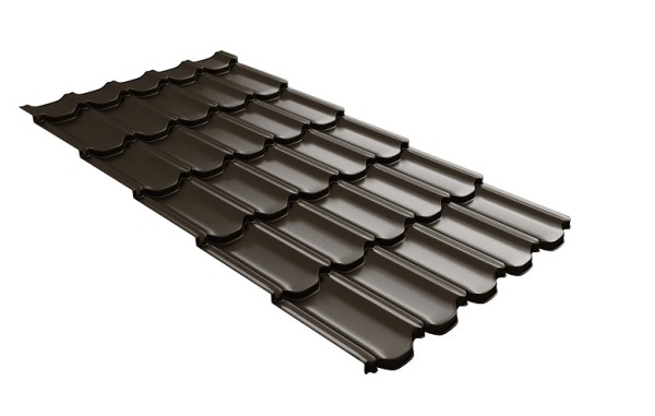 Металлочерепица квинта плюс с 3D резом 0,5 GreenСoat Pural RR 32 темно-коричневый (RAL 8019 серо-коричневый) купить в Воскресенске