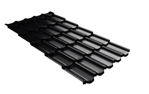 Металлочерепица квинта плюс с 3D резом 0,5 Satin Мatt RAL 9005 черный купить в Воскресенске