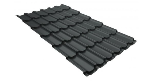 Металлочерепица квинта плюс 0,5 GreenCoat Pural RR 23 темно-серый (RAL 7024 мокрый асфальт) купить в Воскресенске