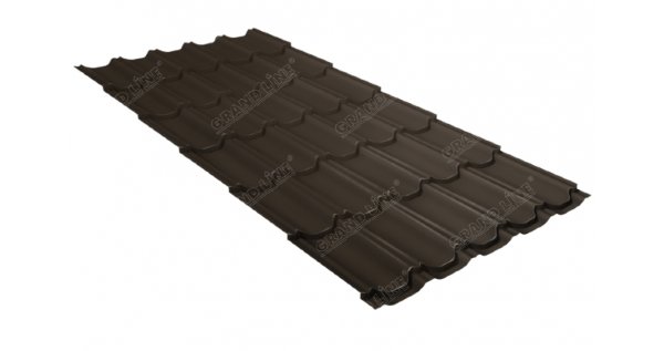 Металлочерепица квинта плюс 0,5 GreenCoat Pural Matt RR 32 темно-коричневый (RAL 8019 серо-коричневый) купить в Воскресенске
